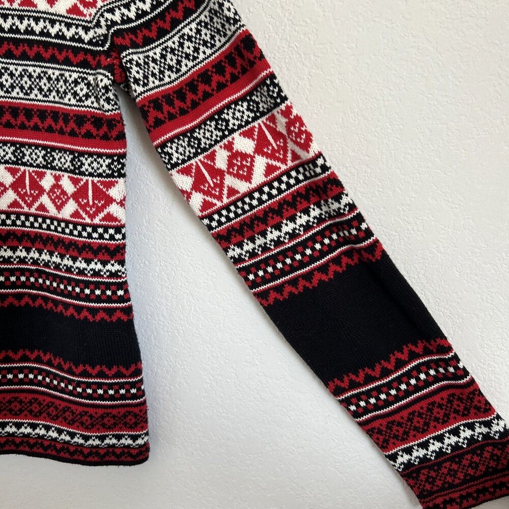 Pendleton Sweater Retro Black/Red/White Knit Cotton Southwestern Aztec Sz M - Picture 4 of 10